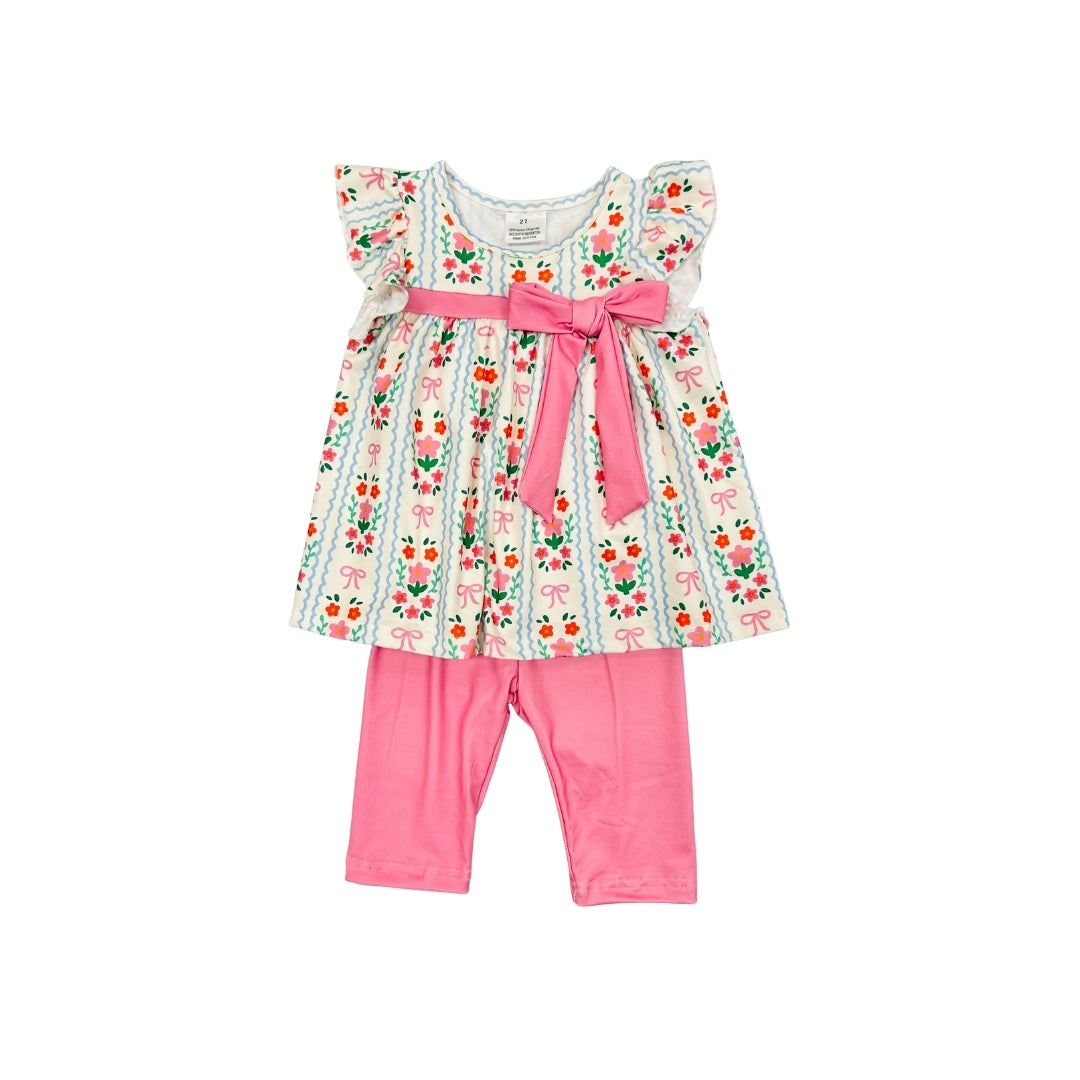 Floral Legging Set with Bow