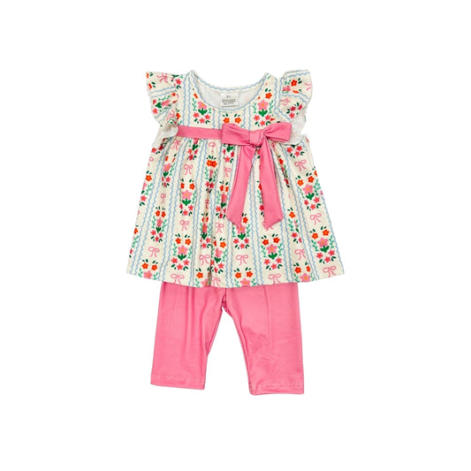 Floral Legging Set with Bow
