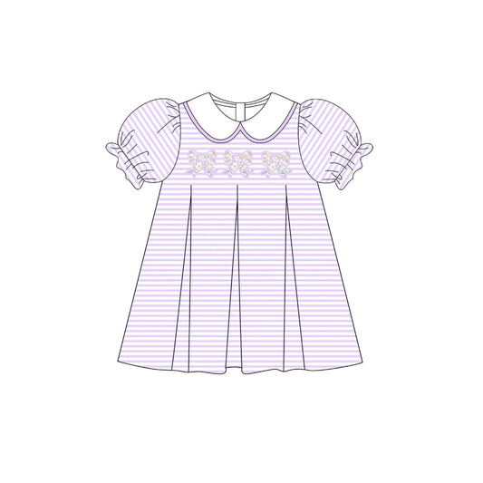 PRE ORDER - Funfetti Kids Purple Stripe Floral Bow Dress