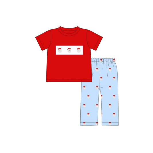 PRE ORDER - Hazel Blue Embroidered Santa Shirt/Corduroy Pant Set