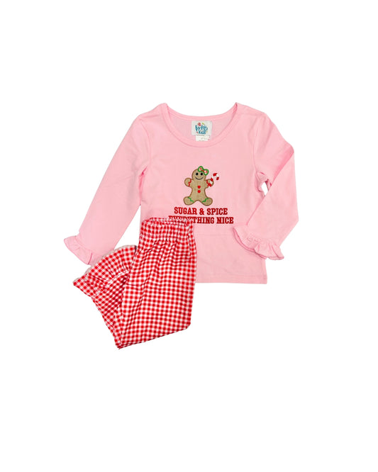 Funfetti Kids Pink Sugar & Spice Embroidered Ruffle Lounge Set