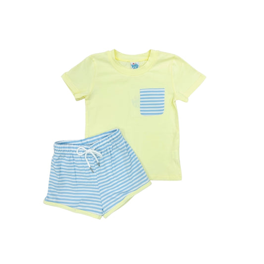 Funfetti Kids Blue/Yellow Stripe Short Set