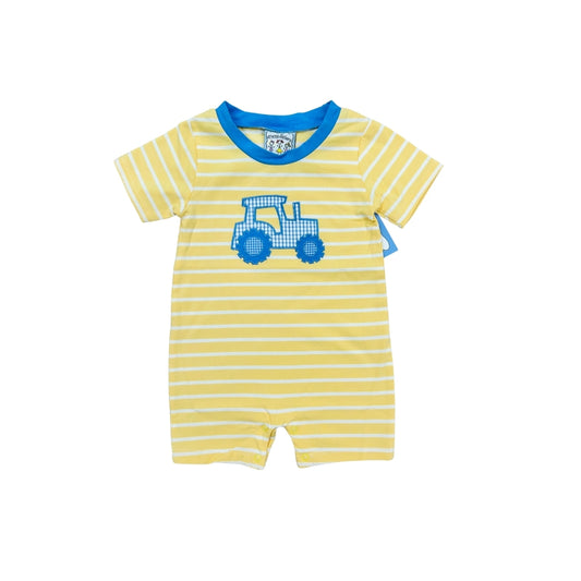 Three Sisters Yellow/Blue Tractor Romper