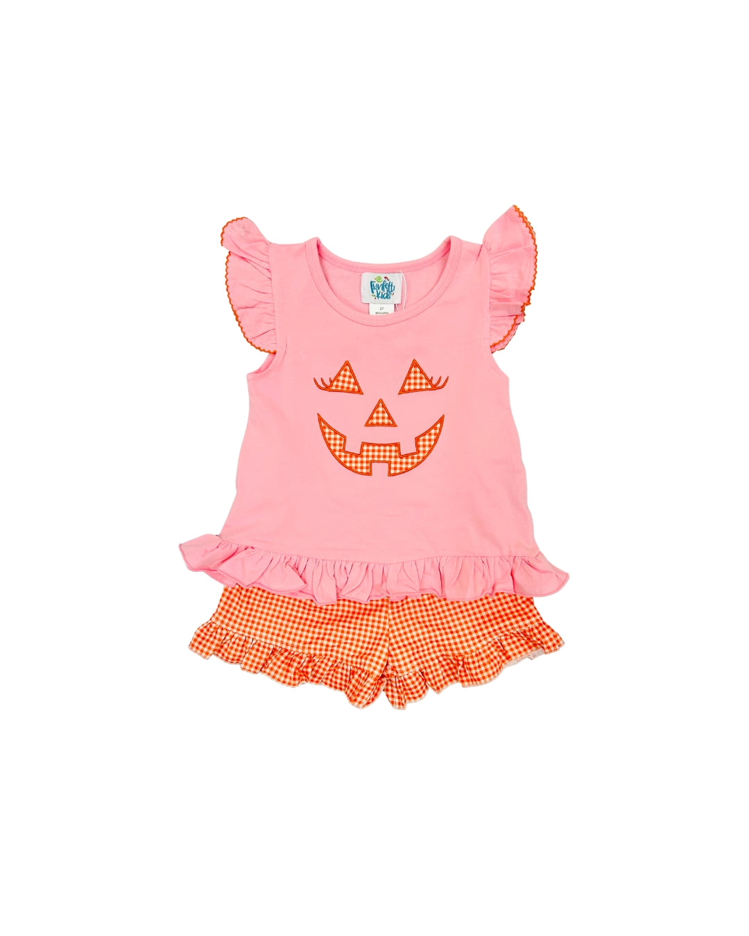 Funfetti Kids Pink/Orange Jack O Lantern Short Set