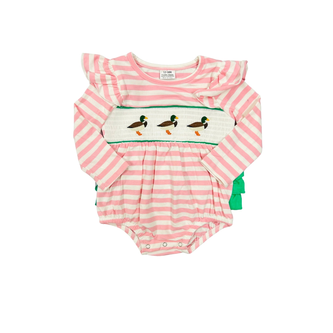 Pink Stripe Embroidered Duck Bubble