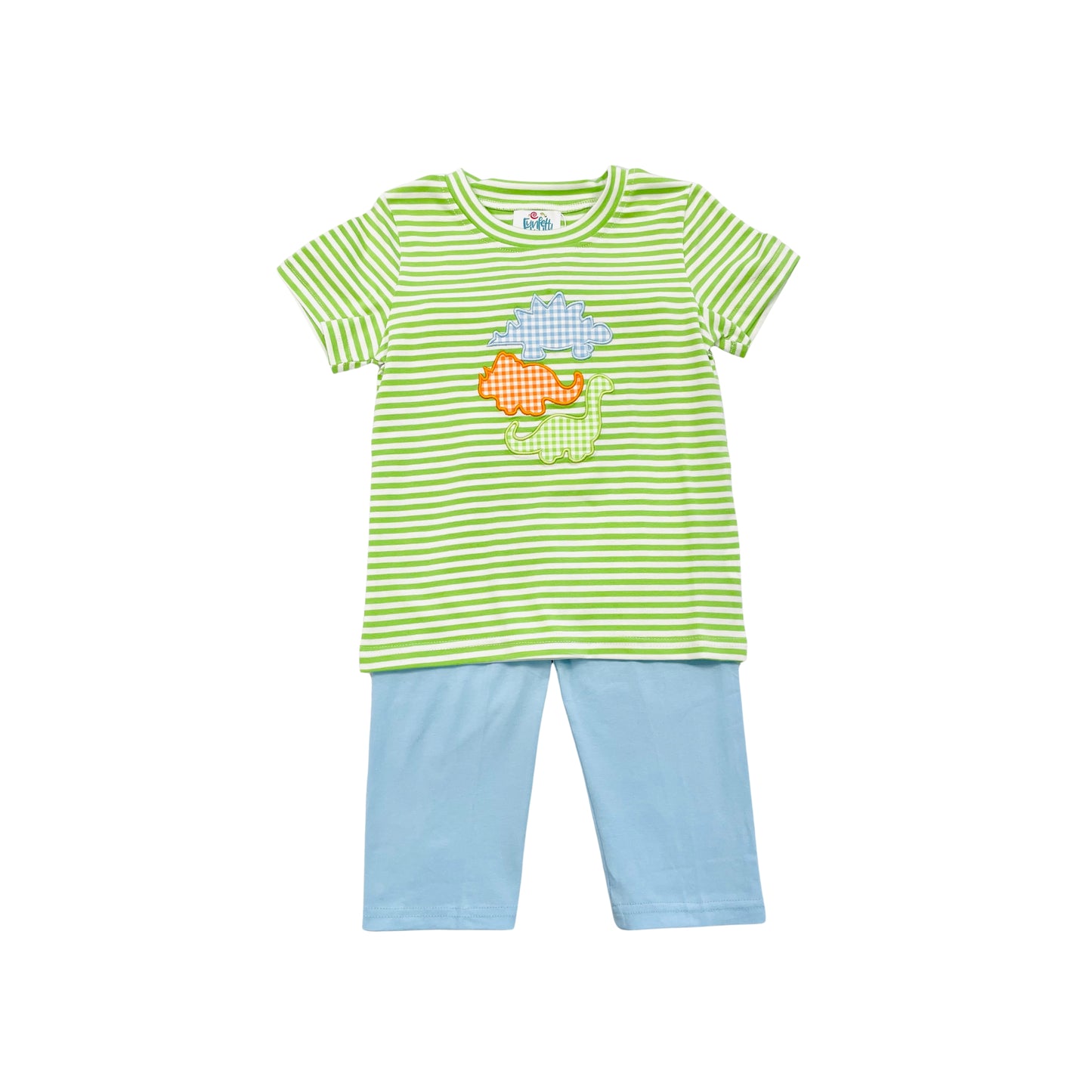 Funfetti Kids Boy Dino Green Stripe Pant Set