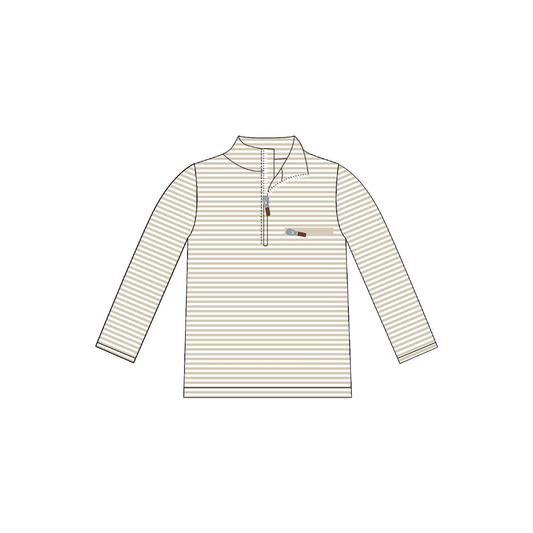 PRE ORDER - Hazel Blue Tan Stripe Pullover