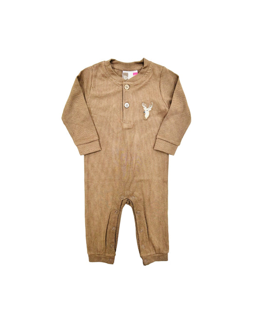 Banana Split Embroidered Deer Romper