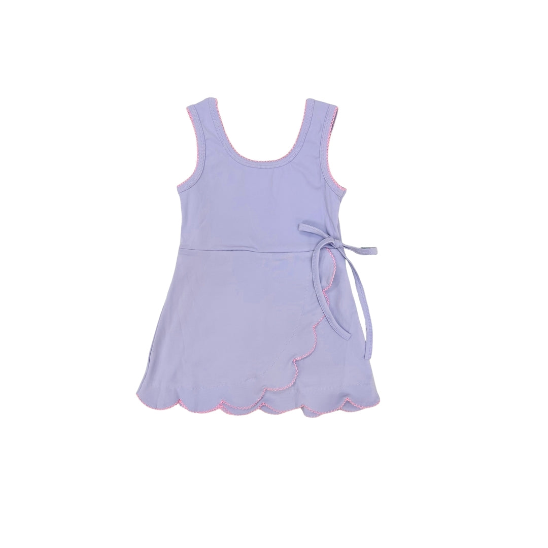 Funfetti Kids Purple Active Dress with Scallop Detail and Pink Trim