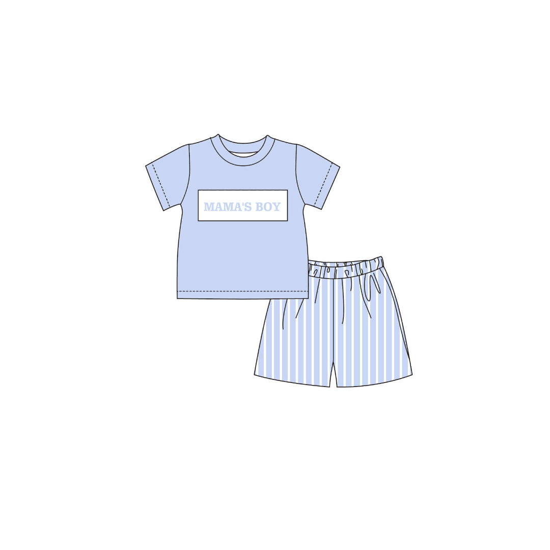 PRE ORDER - POSH Smocked Mamas Boy Striped Short Set