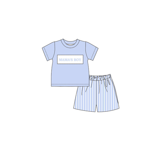 PRE ORDER - POSH Smocked Mamas Boy Striped Short Set