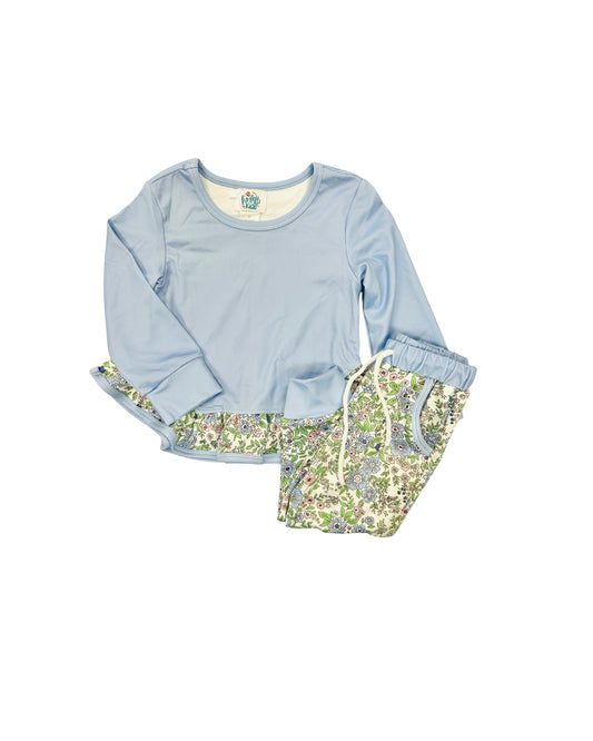 Funfetti Kids Blue Floral Jogger Set
