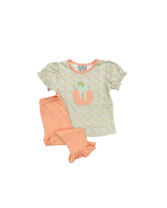 Three Sisters Floral Pumpkin Applique Legging Set