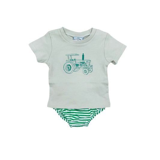 Three Sisters Green Tractor Diaper Set