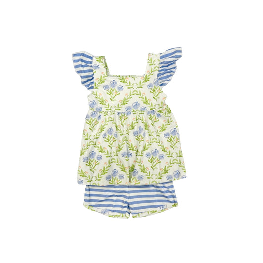 Just for fun Threads Floral/Stripe Short Set