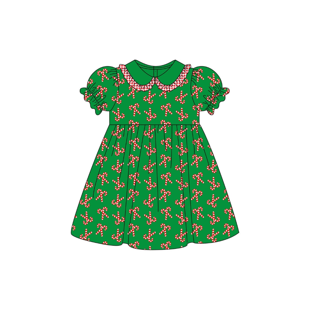 PRE ORDER - Funfetti Kids Candy Cane Embroidered Corduroy Dress
