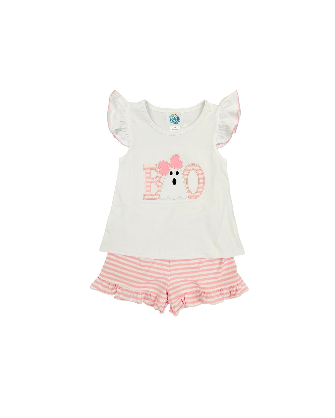 Funfetti Kids Boo Ghost with Bow Ruffle Short Set