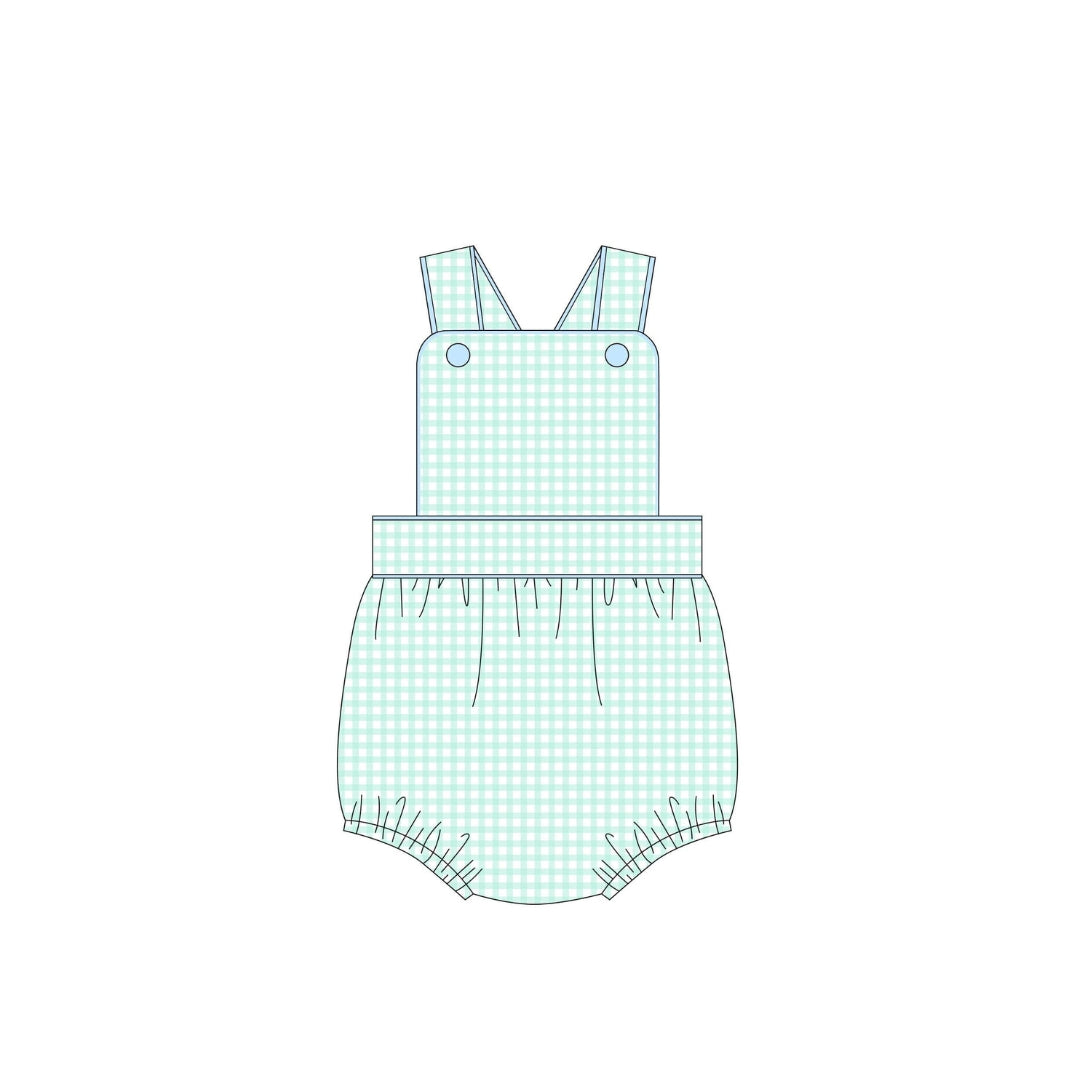 PRE ORDER - Funfetti Kids Seafoam Gingham Sunsuit