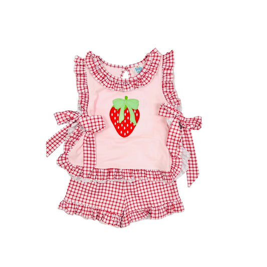 Funfetti Kids Strawberry/Gingham Short Set