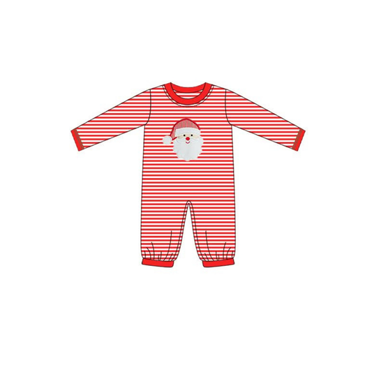 PRE ORDER - Hazel Blue Red Stripe Santa Applique Romper