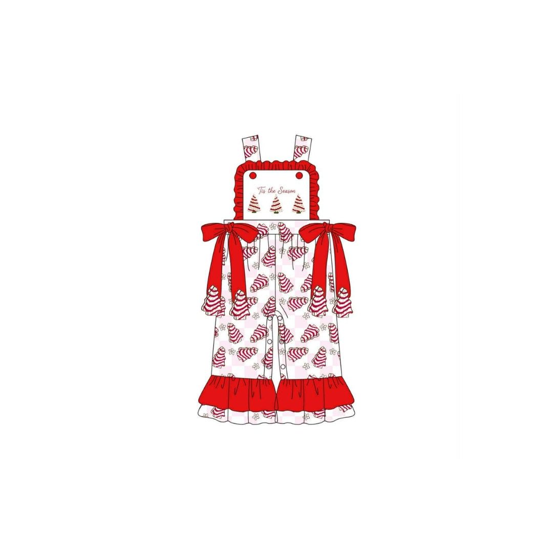 PRE ORDER - Funfetti Kids Christmas Tree Cakes Pink/White Gingham Romper