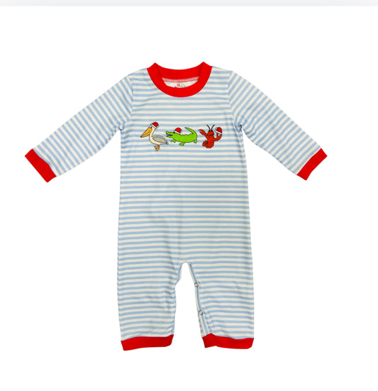 Funfetti Kids Boy Embroidered Cajun Christmas Romper