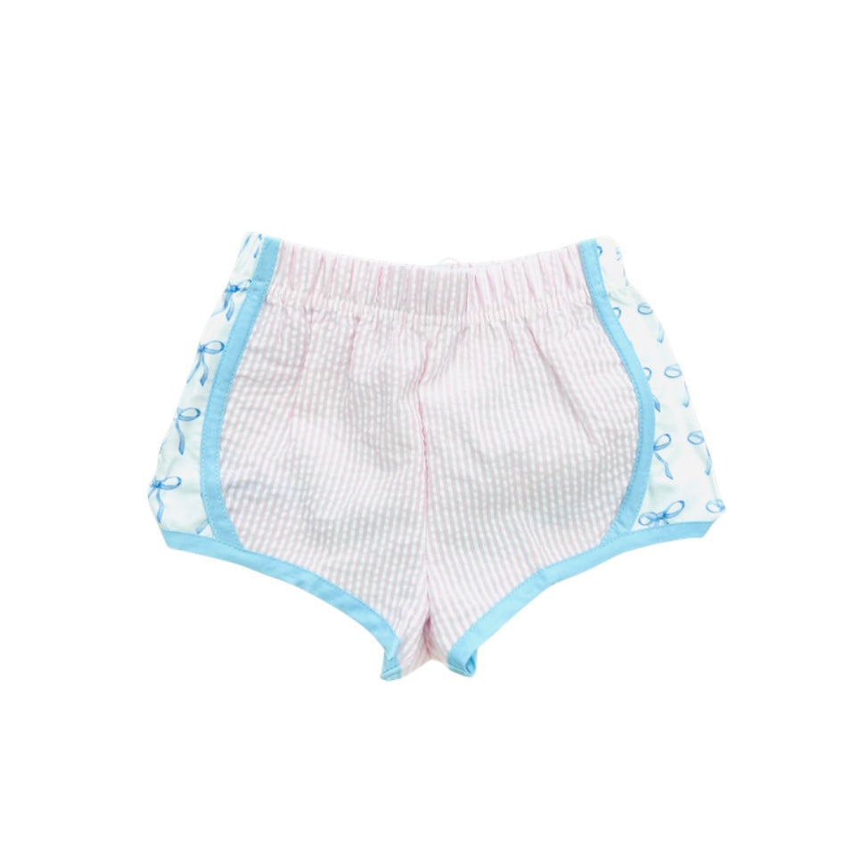 Funfetti Kids Pink Seersucker/Bow Active Short