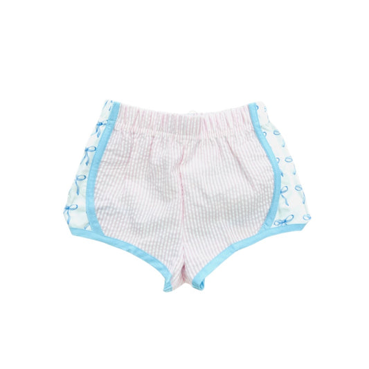 Funfetti Kids Pink Seersucker/Bow Active Short