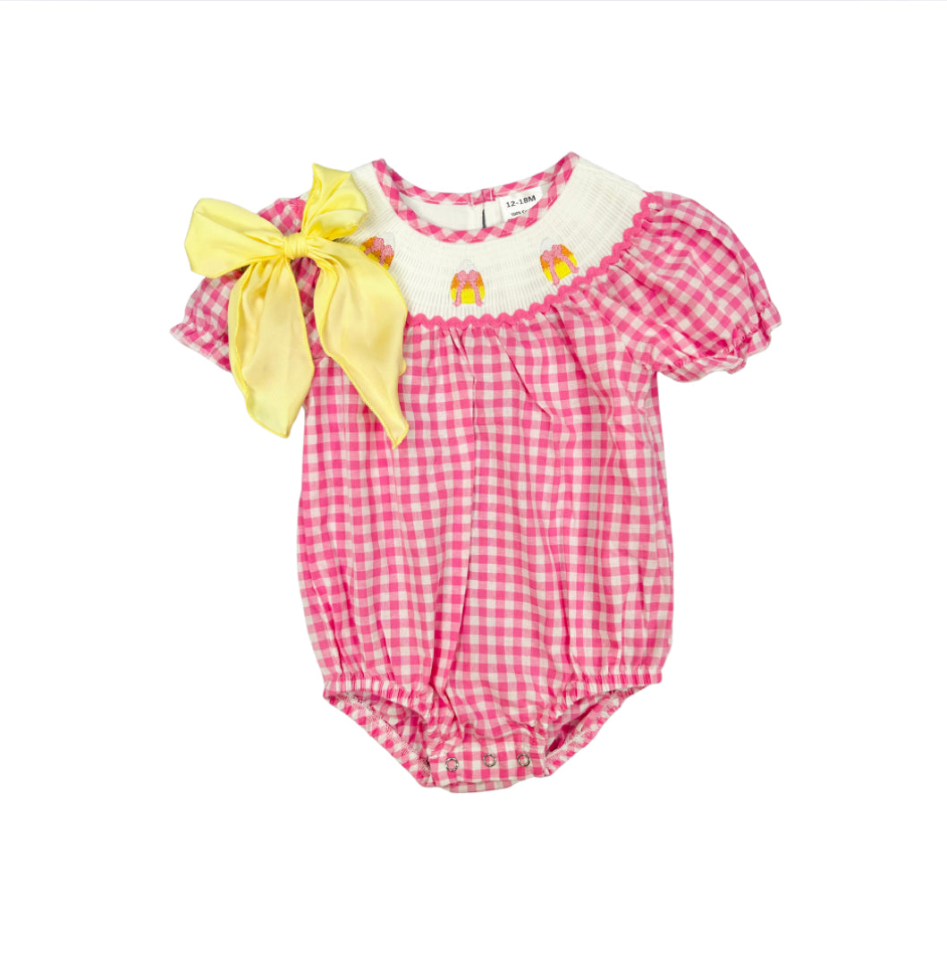 Pink Gingham Bubble with Candy Corn