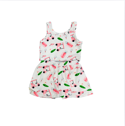 Golf Print Two Piece Skort Set