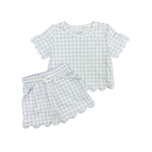 Lilac Gingham Scallop Short Set