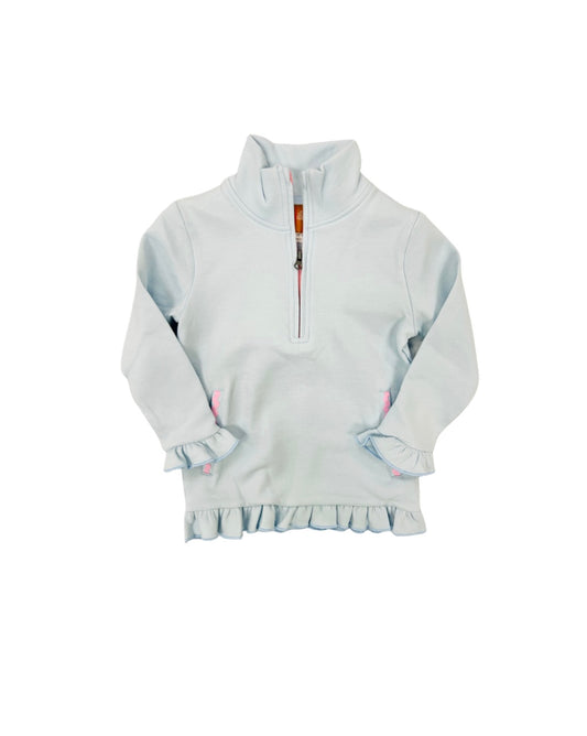 Millie Jay Blue 1/4 Zip Ruffle Pullover
