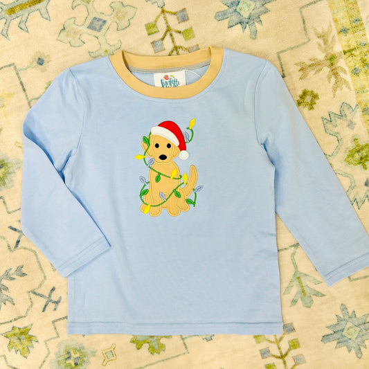 Funfetti Kids Christmas Lights/Puppy Applique Shirt