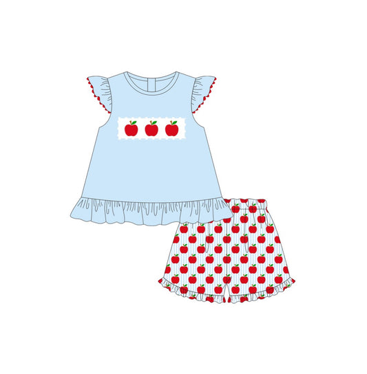 PRE ORDER - Funfetti Kids Apple Applique Ruffle Short Set