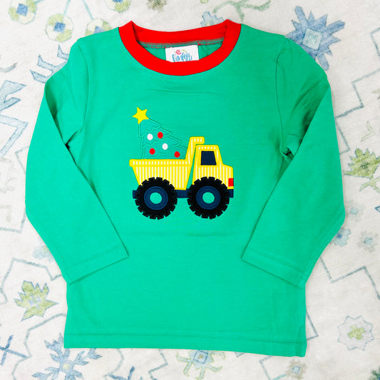 Funfetti Kids Christmas Dumptruck Applique Shirt