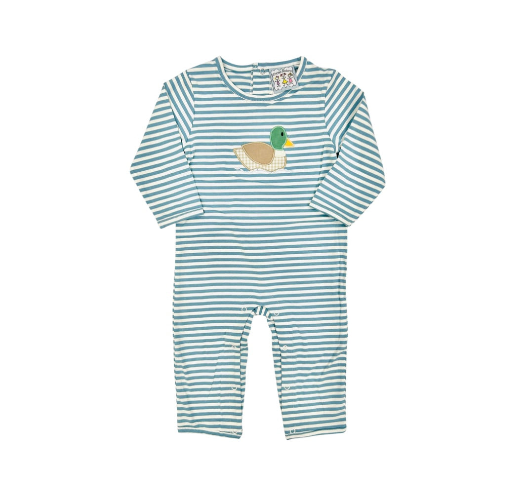 Three Sisters Duck Applique Stripe Romper
