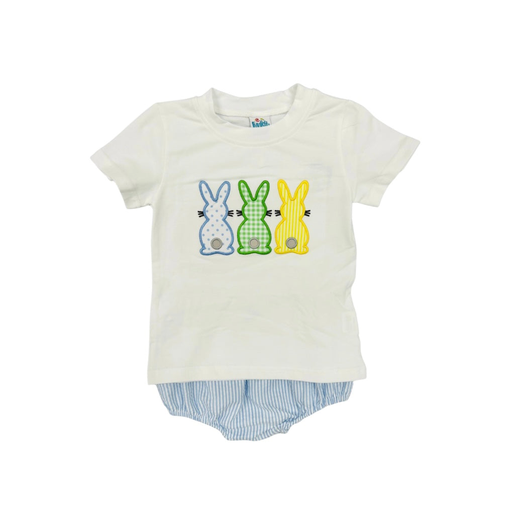 Funfetti Kids Seersucker Bunny Tail Diaper Set