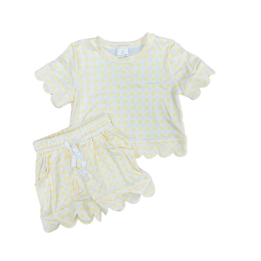 Buttercream Gingham Scallop Short Set