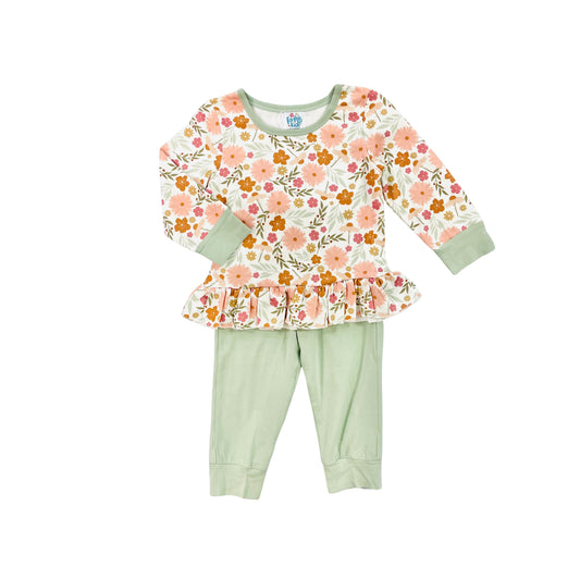 Funfetti Kids Girl Floral Ruffle Jogger Set