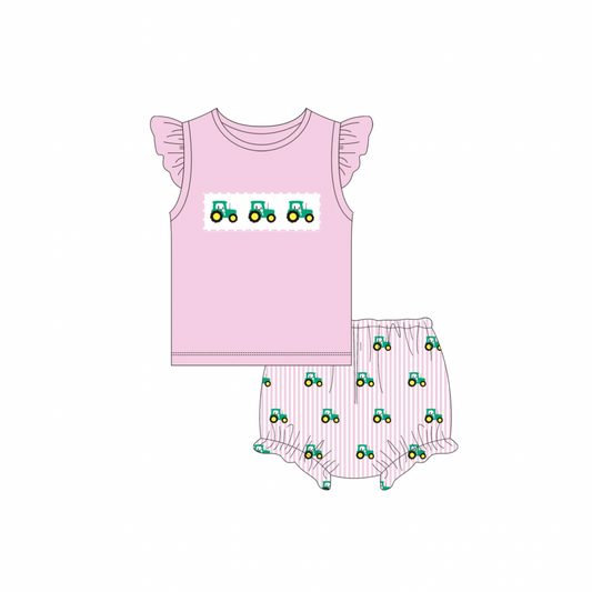 PRE ORDER - Funfetti Kids Tractor Ruffle Bloomer Set