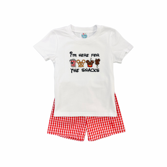 Funfetti Kids Boy “I’m here for the snacks” Embroidered Short Set