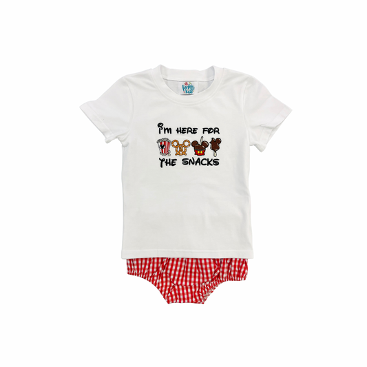 Funfetti Kids Boy “ I am here for the snacks” Embroidered Diaper Set