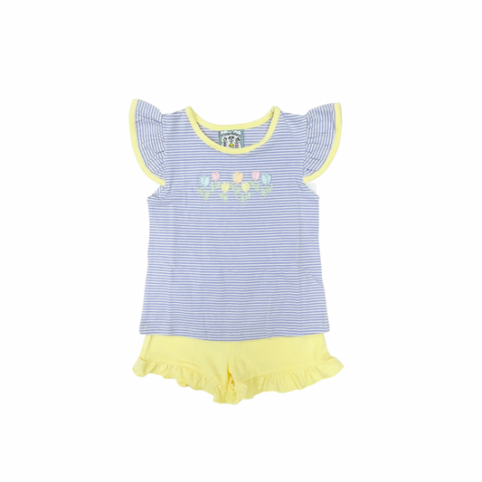 Three Sisters Purple Stripe Tulip Short Set