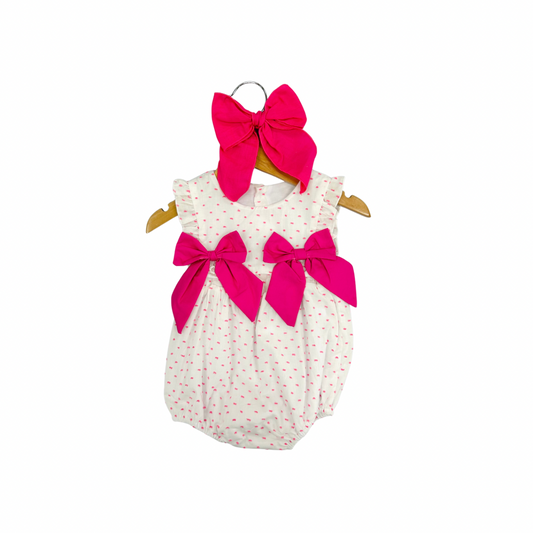 Pink Swiss Dot Bubble with Bows