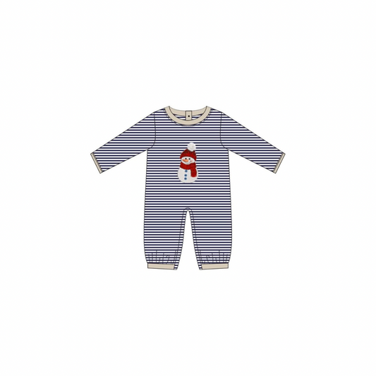 PRE ORDER - Funfetti Kids Embroidered Snowman Stripe Romper