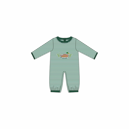 PRE ORDER - Funfetti Kids Green Stripe Mallard Applique Romper