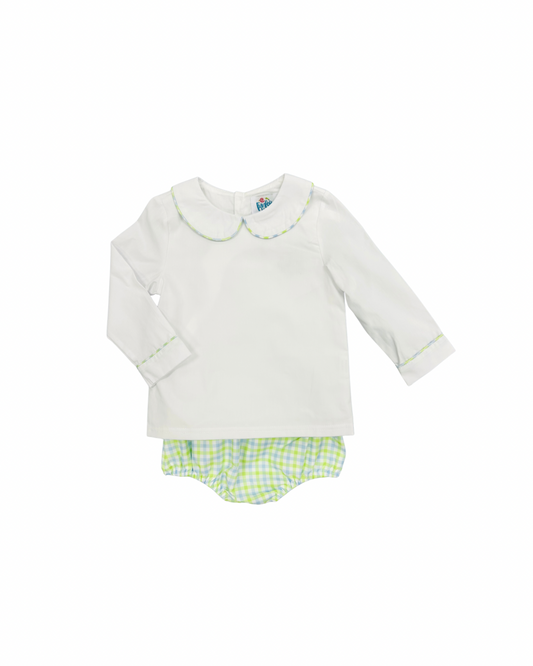 Funfetti Kids Peter Pan Collar/Plaid Diaper Set