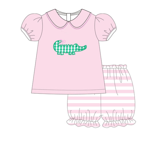 PRE ORDER - Hazel Blue Pink Later Gator Bloomer Set