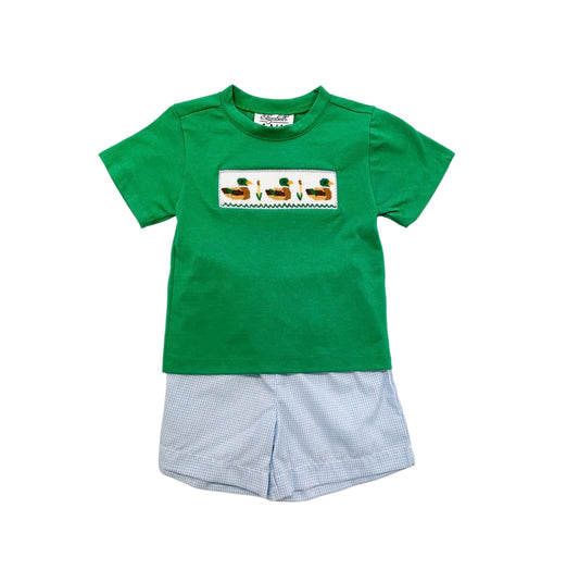 Elizabeth Ann Boy Hand Smocked Duck Short Set