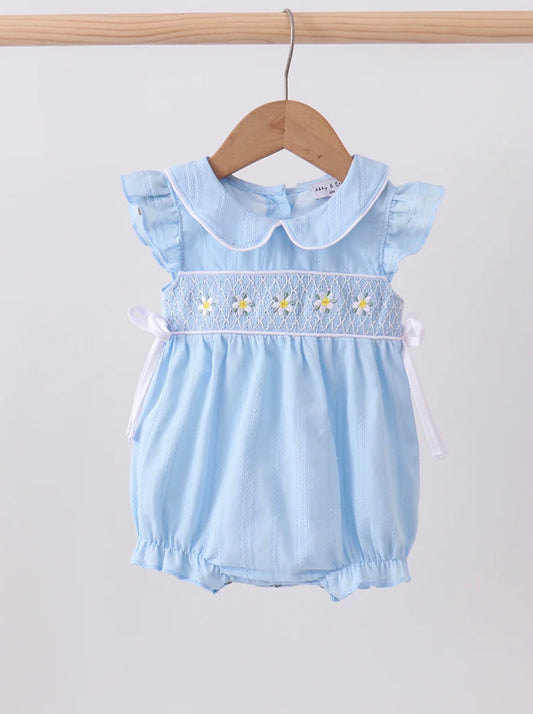 Blue Bubble with Embroidered Flowers